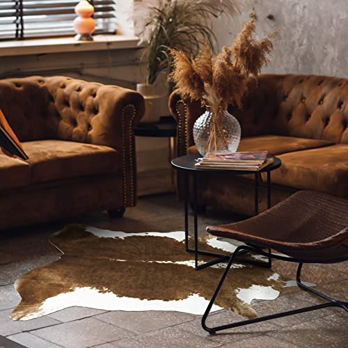 Premium Faux Cowhide Rug 110 x70 cm (2'3" x 3'7" (Irregular) / Brown)