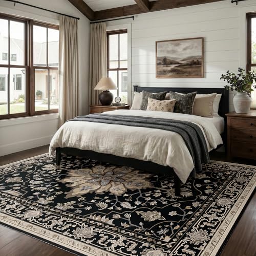 Washable Area Rug (Black/Neutral / 9' x 12' (Rectangular))