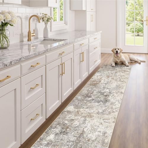 2x10 Washable Runner Rug for Hallway (Brown Grey / 2' x 10' (Runner))