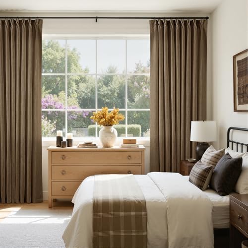 Dutch Cocoa Pinch Pleat Linen Curtains 120 Inches Long 60 Inch Wide 1 Panel (Dutch Cocoa / 60"W x 120"L (Pack of 1))