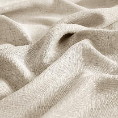 Beige Linen Curtains 52x54 Inch Length for Bedroom and Living Room (52"W x 54"L (Pack of 2) / Beige)