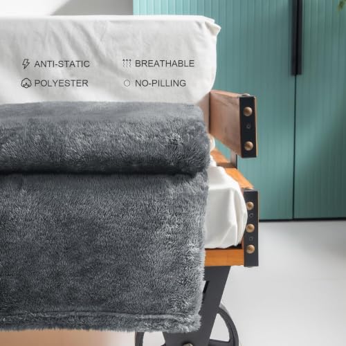 Fuzzy Large Fleece Throw Blanket for Couch (Dark Grey / 50x70 IN)