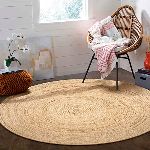 Jute Braided Woven Area Rug 5 Feet Round (5' (Round) / Natural)