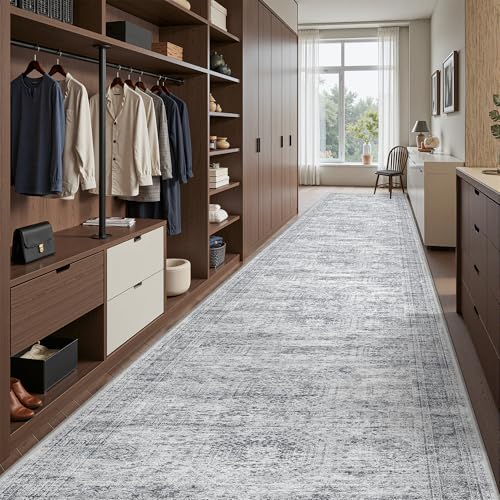 3x16 Runner Rug Non Slip (Grey/Ivory / 3' x 16' (Runner))