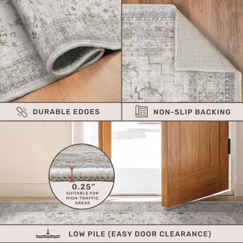 Washable 3x5 Large Bathroom Rug (3' x 5' (Rectangular) / Light Gray / Sage)