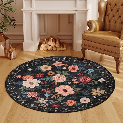 4ft Round Rug (Black / 4' (Round))