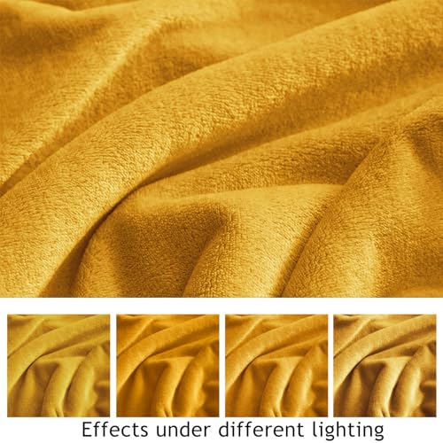 Fleece Blanket Twin Size Honey Yellow Lightweight Super Soft Cozy Fuzzy Bed Blankets Microfiber Factory Shop (Honey Yellow / Twin(60"x80"))