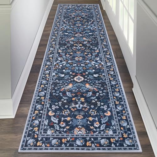 HEBE Hallway Runner Rug 2'x8' (Indigo Blue / 2' x 8' (Rectangular))