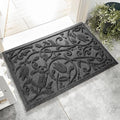 Boho Grey Floral Leaves Outdoor Indoor Entrance Doormats (Tulip-grey / 1'11" x 2'11" (Rectangular))