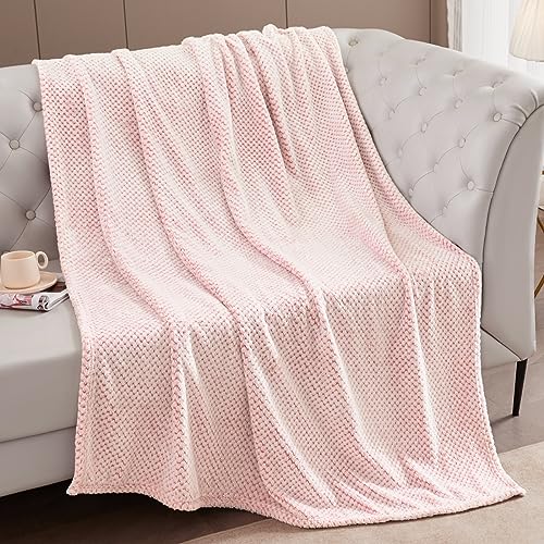 Large Waffle Fleece Throw Blanket for Couch (Heather Pink / 50x70 in)