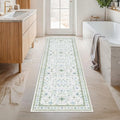 Washable Oushak 2x6 Bathroom Runner Rug (2' x 6' (Runner) / Cream Green)