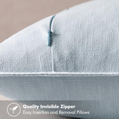 Decorative Linen Pillow Covers 20x20 Inch Light Blue (Light Blue / 20" x 20" (Pack of 2))