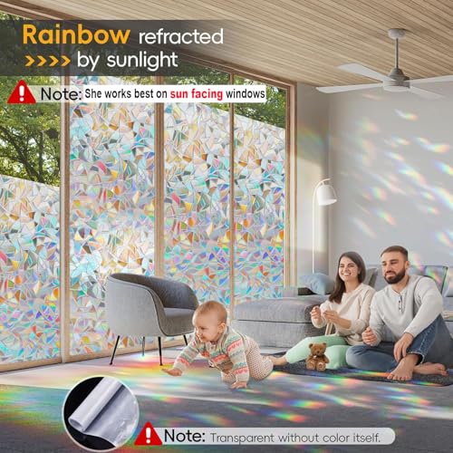 Rainbow Window Privacy Film Decorative (Rainbow / 29.5 Inch * 157.4 Inch)