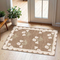 Front Door Mat Outside Entrance (Flower - Brown / 2' x 3' (Rectangular))