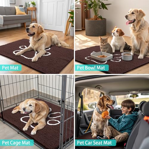 Dog Door Mat for Muddy Paws (70"X24" / Brown and White)