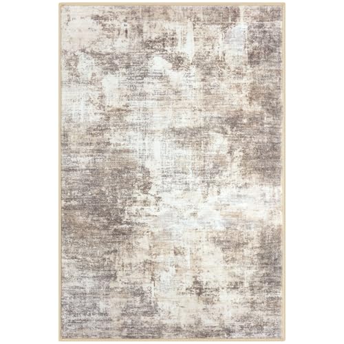Abstract Area Rugs 6x9 Ft Washable Rugs for Living Room (Gold/Yellow/Brown/Beige/White / 6' x 9' (Rectangular))