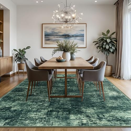 Abstract Area Rugs 8x10 Ft Washable Large Rugs for Living Room (Dark Green / 8' x 10' (Rectangular))
