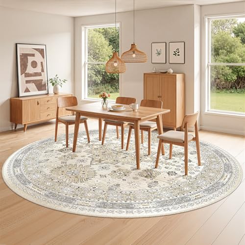 Round Rug 8ft (Beige/Grey / 8' (Round))