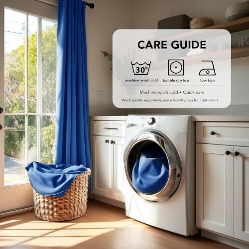 Rod Pocket and Back Tab Blackout Curtains for Bedroom Solid Room Darkening Curtains 42Wx63L Inch Royal Blue 2 Panels (Royal Blue / 42"W x 63"L (Pack of 2))