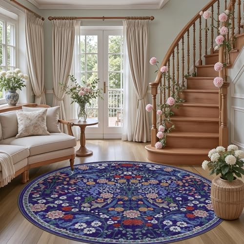 Round Area Rug Living Room (Blue / 6' (Round))