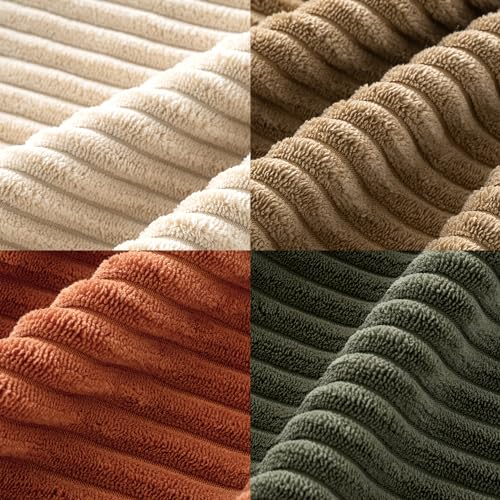 Fall Corduroy Decorative Throw Pillow Covers Rust (18" x 18" (Pack of 4) / Rust-olive Green)