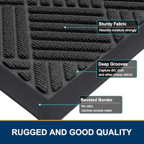 Front Door Mat Outside Entrance (Black / 59" X 23")