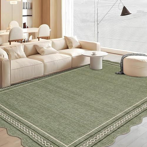 Scalloped Washable Rugs 5x7 (Green / 5' x 7' (Rectangular))