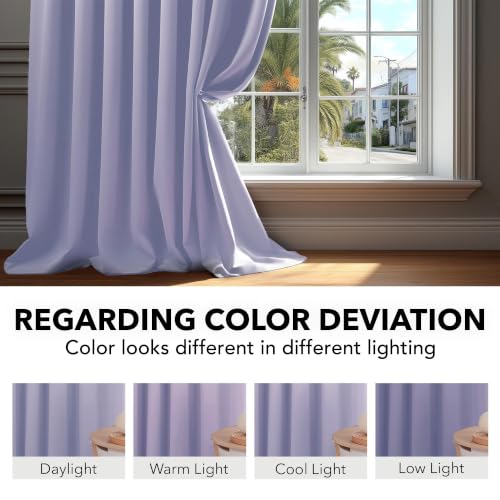 Short Blackout Curtains for Small Windows Thermal Insulated Rod Pocket and Back Tab Curtains 42Wx45L Inch Light Purple 2 Panels (Light Purple / 42"W x 45"L (Pack of 2))