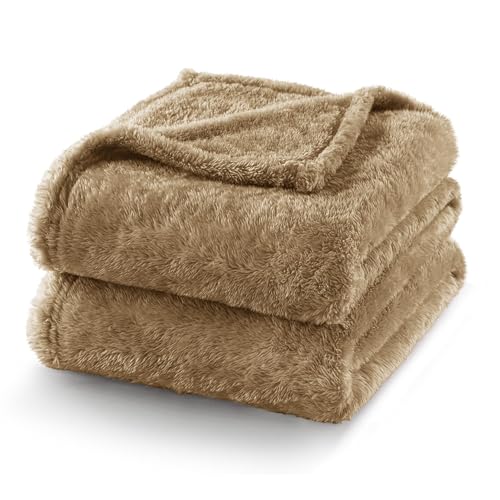 Fuzzy Plush Fleece Bed Blanket King Size (Brown / 104x90 IN)