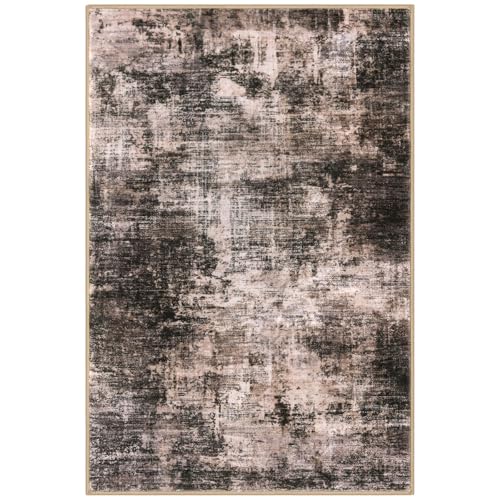 Abstract Area Rugs 5x7 Ft Washable Rugs for Living Room (Brown/Rust / 5' x 7' (Rectangular))