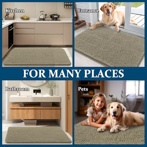 Dog Door Mat for Muddy Paws 54x32 (Warm Taupe / 54" X 32")