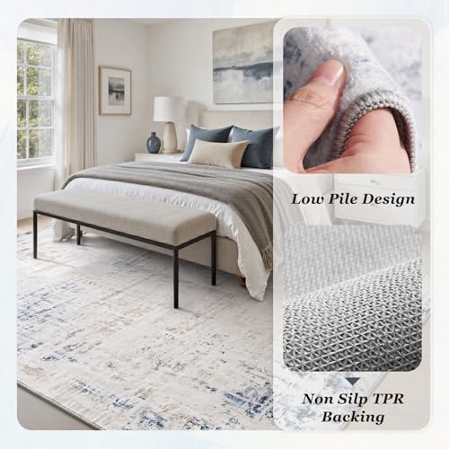 6 x 9 Area Rugs for Living Room (Blue & Grey / 6' x 9')