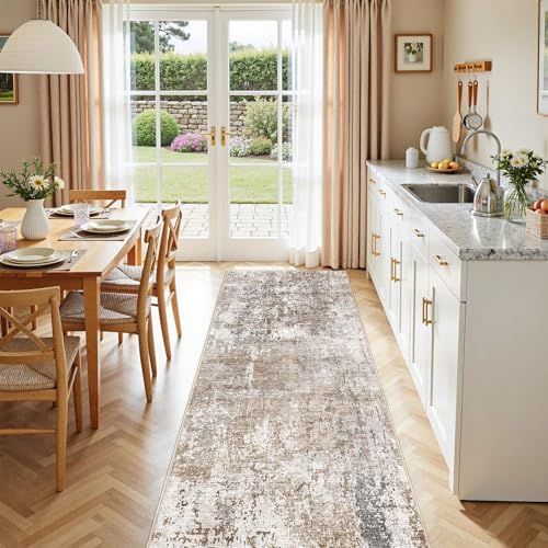 3x10 Washable Runner Rug for Hallway (Brown/Grey/Red / 3' x 10' (Runner))