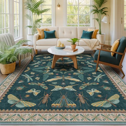 Vintage Teal Area Rugs for Living Room 6x8 (6' x 8' (Rectangular) / Teal)
