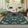 Vintage Teal Area Rugs for Living Room 6x8 (6' x 8' (Rectangular) / Teal)