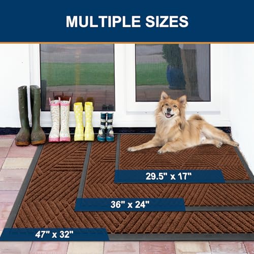 Front Door Mat Outside Entrance (Deep Coffee / 35" X 23")