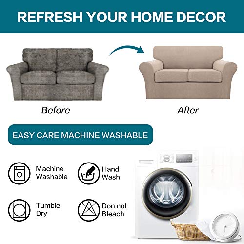 3 Piece Sofa Covers for 2 Cushion Couch Sofa Slipcover Soft Couch Cover for Dogs (Sofa (2 Cushion) / Sand)