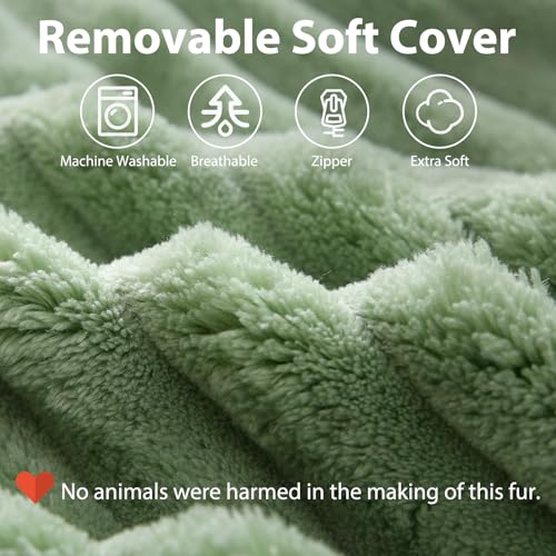 22" XL Back Pillow for Bed Sitting Up with Armrests & Big Pockets (Sage Green / XL(5'3"-5'11"))
