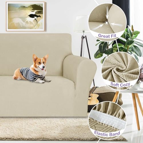 Oversized Super Stretch Couch Cover (- Khaki / X-Large (92"-115"))