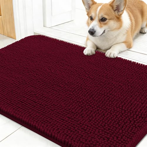 Dog Door Mat for Muddy Paws 30x17 (Burgundy / 30" X 17")