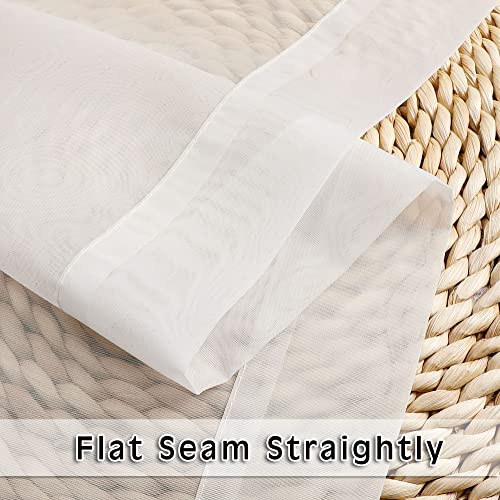 Short Sheer Curtains 24 Inches Long 2 Panels for Bathroom Window (Ivory / 42"W x 24"L (Pack of 2))