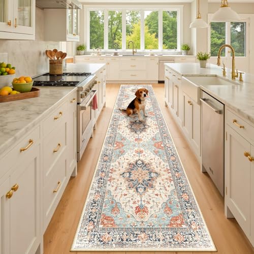 Washable Area Rug (Beige/Blue/Orange / 2' x 10' (Rectangular))