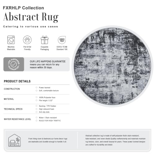 Round Area Rug Living Room (Dark Black / 5' (Round))