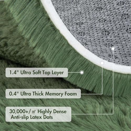 5x7 Ft Shag Green Area Rug for Bedroom Living Room (Bb Green / 5' X 7' (Rectangular))