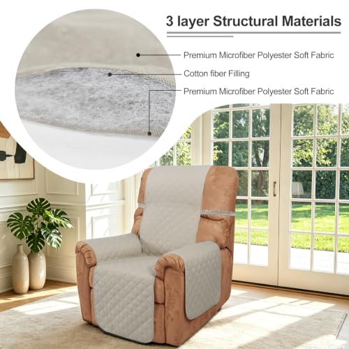 Reversible Recliner Chair Covers (Beige/Beige / 28'' Recliner)