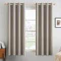 100% Blackout Linen Curtains for Bedroom 52x45 Inches Greige (Greige / 52"W x 45"L (Pack of 2))
