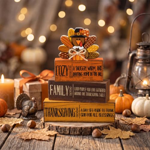 4 Pcs Thanksgiving Turkey Decor for Home Cozy Fall Table Decoration (Cozy Thanksgiving)