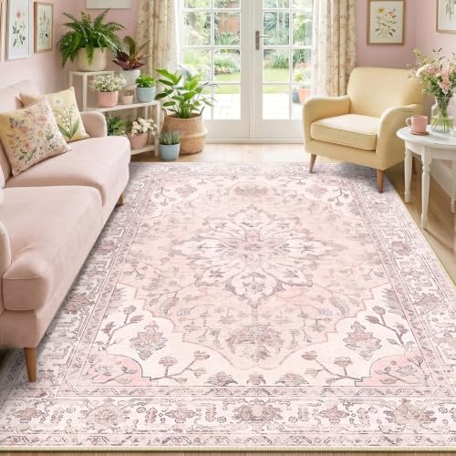 Washable Area Rug (Pink / 6' x 9' (Rectangular))