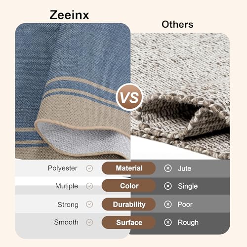 Easy Jute 3x5 Outdoor Scalloped Rug Washable Entryway Rug Blue (3'*5'(Rectangular) / Blue)