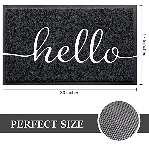 Door Mat Welcome Mat Floor Mat for Entryway (Black-hello / 1'6" x 2'6" (Rectangular))